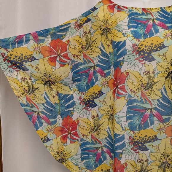 Chico's Tropical Floral Pullover Poncho Sheer Chiffon Kimono Top Size L/XL - Picture 3 of 7